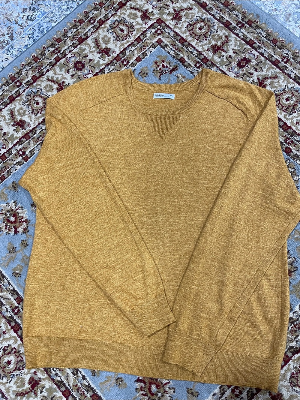 Sonoma Men's Crewneck Sweater in Mustard Gold
